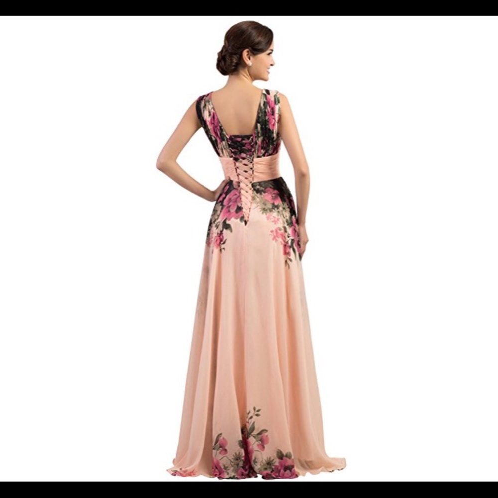 🆕 Floral Print Graceful Chiffon Dress - Picture 2 of 4